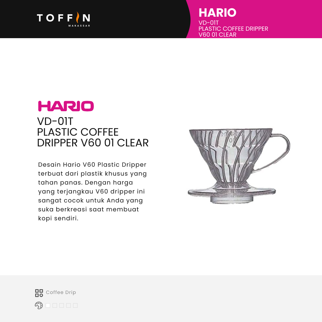VD-01T Plastic Coffee Dripper V60 01 Clear